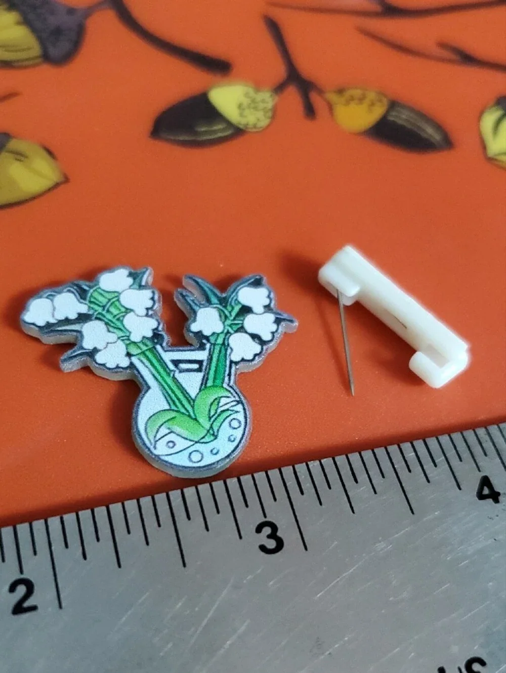 Lily of the Valley Acrylic Pin — White & Green